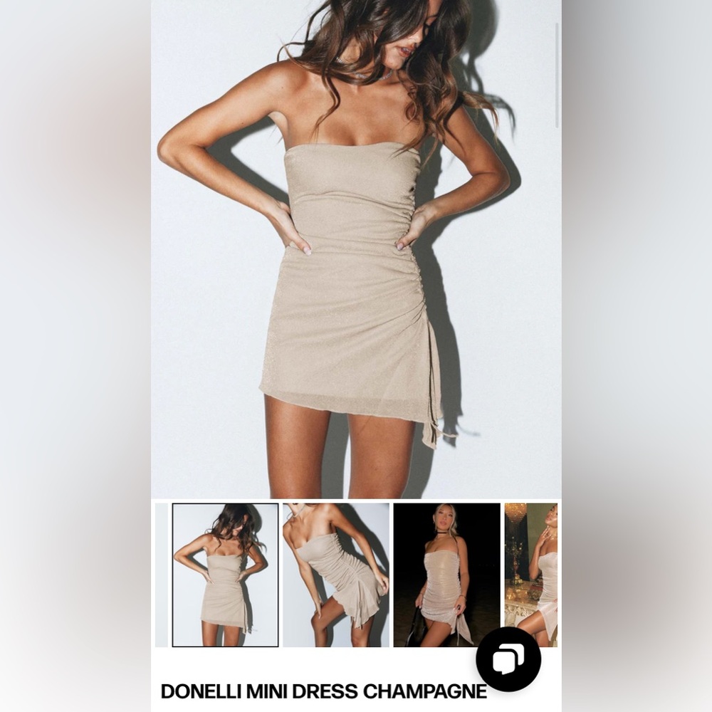 Princess Polly Donelli Mini Dress Champagne Size S